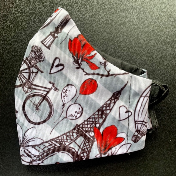 Eiffel Tower Bicycle Love Heart Face Mask ♥️🚲🗼🎈 - Picture 2 of 4